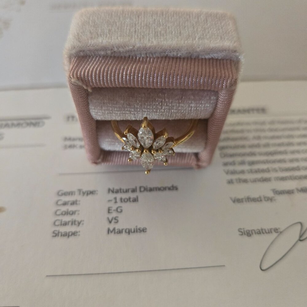 Marquise Diamond Cluster Ring - image 2